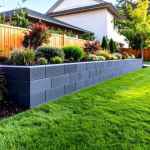 Professional retaining wall construction for a sloped coastal backyard in Del Mar, CA.